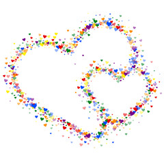 Rainbow colored scattered hearts. LGBT valentine