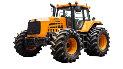 Agricultural towing tractor for farming on a white background