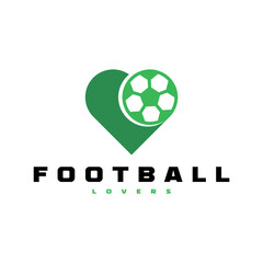 LOVE FOOTBALL SOCCER LOVERS FANS CLUB LOGO VECTOR ICON ILLUSTRATION