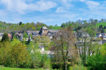 Fototapeta na wymiar view of village of Saint Pe de Bigorre in the french Pyrenes mountains