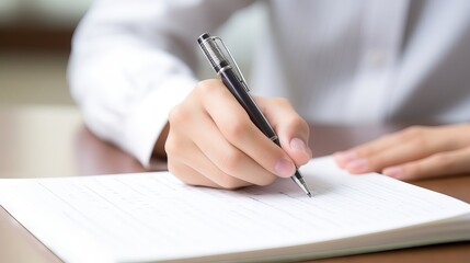 close-up photo of the hand studying while drawing lines during a lesson Generative AI