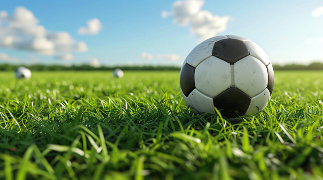 Soccer ball on field grass.