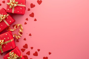 Romantic Design with Hearts and Presents