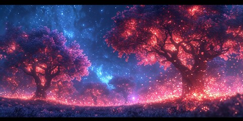 Pink Flower Forest Generative AI