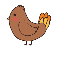 Cute autumn bird character. Cartoon animal vector illustration.