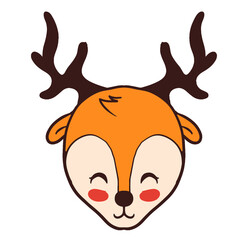 Cute autumn deer character. Cartoon animal vector illustration.