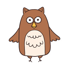 Cute autumn owl character. Cartoon animal vector illustration.