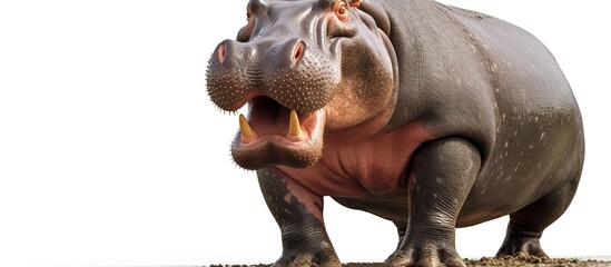 Fototapeta na wymiar Hippo (Hippopotamus Amphibius) looking for food in a safari