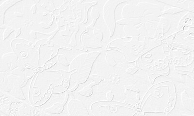 Embossed image of flowers and butterflies.