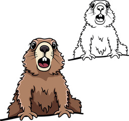 Peeking funny Groundhog vector