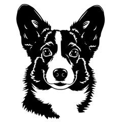 Pembroke Welsh Corgi Dog Black and White Silhouette Vector SVG Laser Cut T- T-Shirt Design Print Generative AI