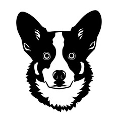 Pembroke Welsh Corgi Dog Black and White Silhouette Vector SVG Laser Cut T- T-Shirt Design Print Generative AI