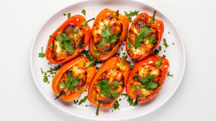 Stuffed paprika peppers with cheese and herbs