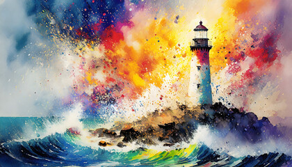 Vivid lighthouse - obrazy, fototapety, plakaty