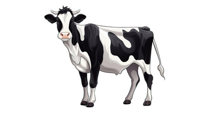 Black and white dairy cow on white background