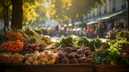Cercles muraux Paris City farmer's market. AI generated image.