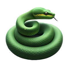 Fototapeta premium green snake isolated on white or transparent background, PNG