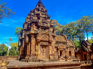 Banteay Srei Temple was built in honor of the god Shiva, of the Khmer civilization, Angkor Cambodia