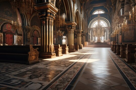 Interior of Tsipova Monastery Church in Moldova, Europe