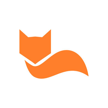 Orange fox logo icon flat vector design