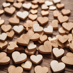 wooden hearts on a wooden background