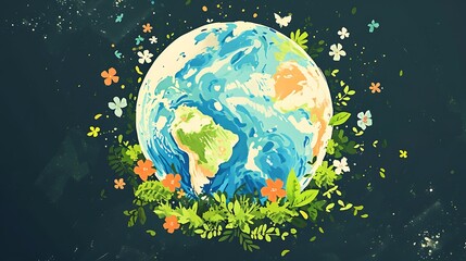 Earth Day background wallpaper, planet earth in nature, go green, ecology, plants