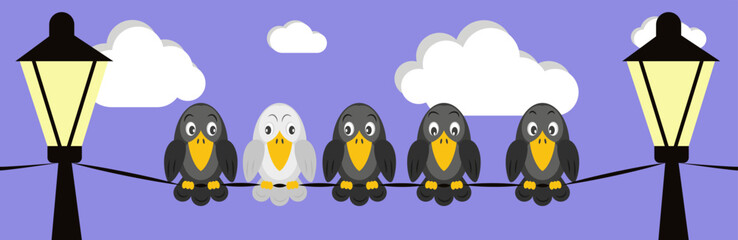 Not like all the other concepts. Other, outsider, individual. Different thinking. Vector illustration.