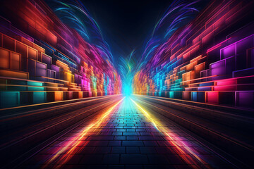 Sci-Fi Tunnel Blast Off with Glowing Rainbow Colors