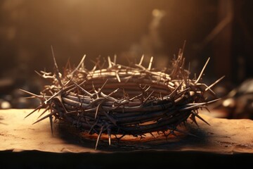 Passion of Jesus: Thorns, Cross, Sand Design