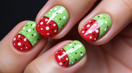 Watermelon nail design. Summer nails 