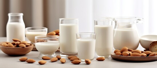 Fototapeta na wymiar A arrangement almond milk table