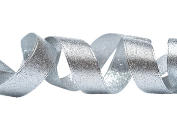 Silver Serenity Ribbon Isolated on Transparent Background