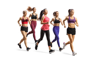 Young fit women running a female race