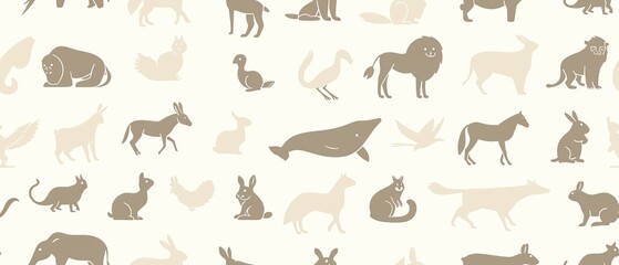 Seamless pattern of pastel colored animals