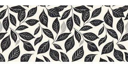 Black and white seamless leaf pattern