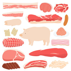 豚肉のイラストセット - obrazy, fototapety, plakaty