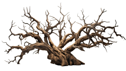 Branch of dead tree with clipping path isolated on white background.