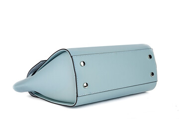 Blue fashion purse handbag on white background isolated