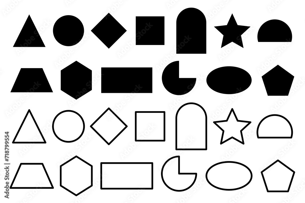 Poster collection of simple basic geometric figures