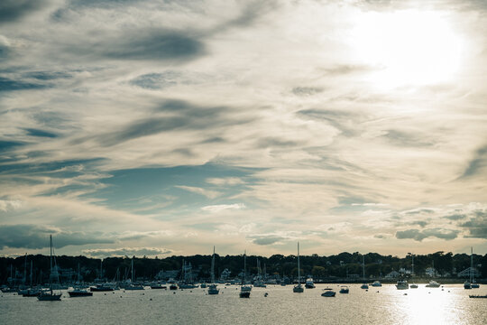 Scituate Harbor overlooks a breakwater in Massachusetts - oct, 2022