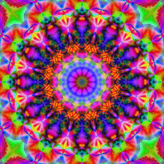 Graphic mandala with repeating elements, kaleidoscope background. Poster design template.