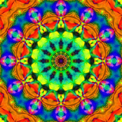 Modern floral ornament. Creative mandala. Color Raster illustration. For Wallpaper, print, fashion. Carpet designs patterns Persian relief