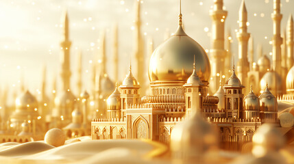 Background with a 3D model of a mosque