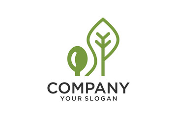 Leaf logo design Eco logo mockup of sprout, green leaf seedling, growing plant. Abstract design concept for eco-friendly technology theme. Ecology icon.