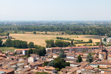 Fototapeta na wymiar the countryside surrounding the city of Cremona seen from Torrazzo.