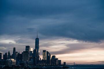 Manhattan, New York, USA - Sep, 2th 2022 Manhattan from Little Island Park at sunset.