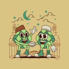 Forgiving each other on Eid Mubarak With Ketupat Mascot