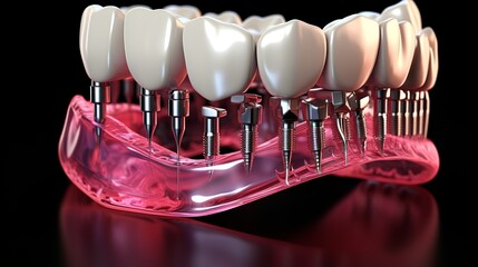 Close up of insertion or placing procedure of all ceramic dental crown in one front teeth. - obrazy, fototapety, plakaty