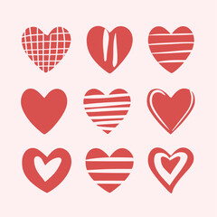 set of Hand draw heart doodles collection