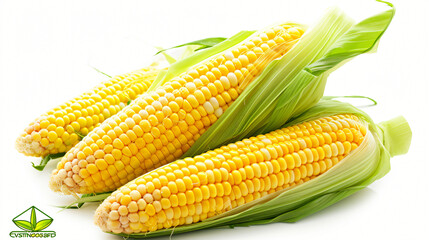 Sweet corn isolated white background